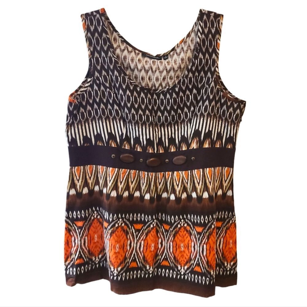Notations Orange and Brown Patterned Blouse